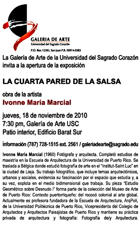arquillano La CUARTA pared de la salsa: Exhibición fotográfica de Ivonne María Marcial