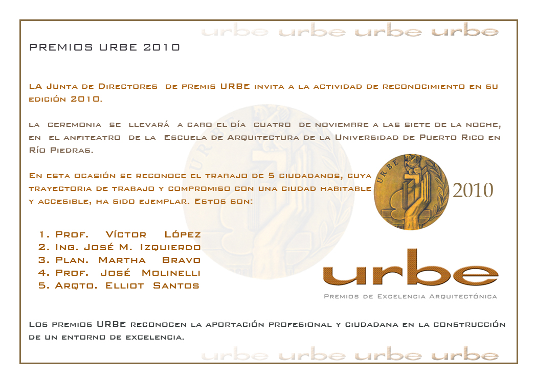 arquillano Ceremonia de Entrega Premios Urbe 2010